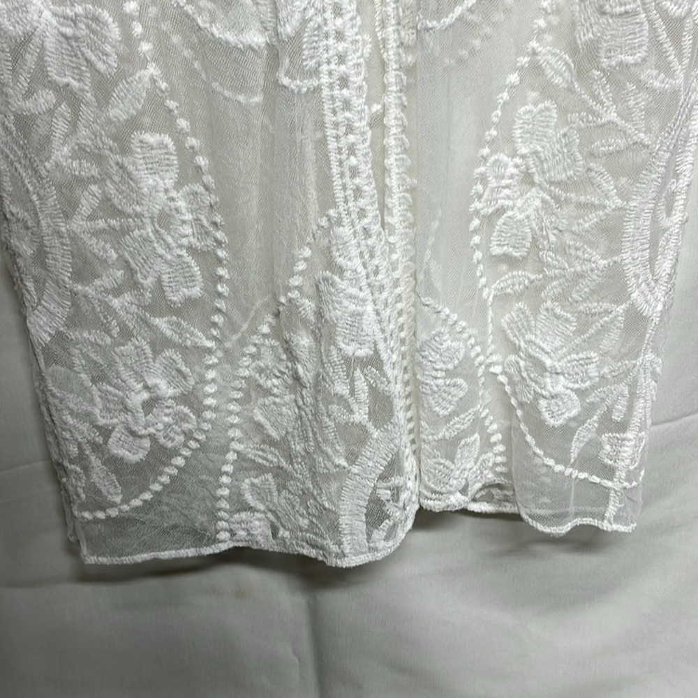 Dizzy Lizzy White Lace Cover Up One Size Boho Sheer Duster - Picture 10 of 10